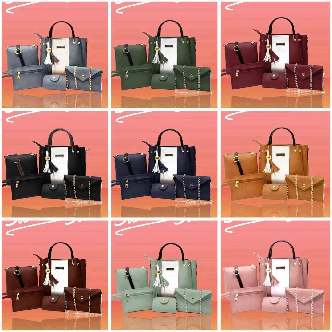 Premium Quality 5-Piece Handbag Set for Girls Maroon & Gold | Stylish Ladies Shoulder Bag Set – Nexvorium