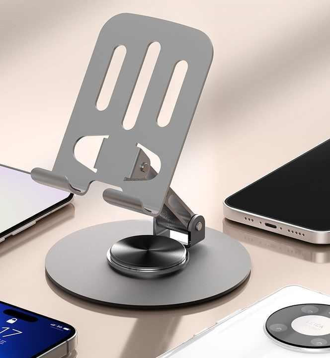 Adjustable Grey Phone Stand for Home & Office Use | Foldable Mobile Holder Desk Stand – Nexvorium