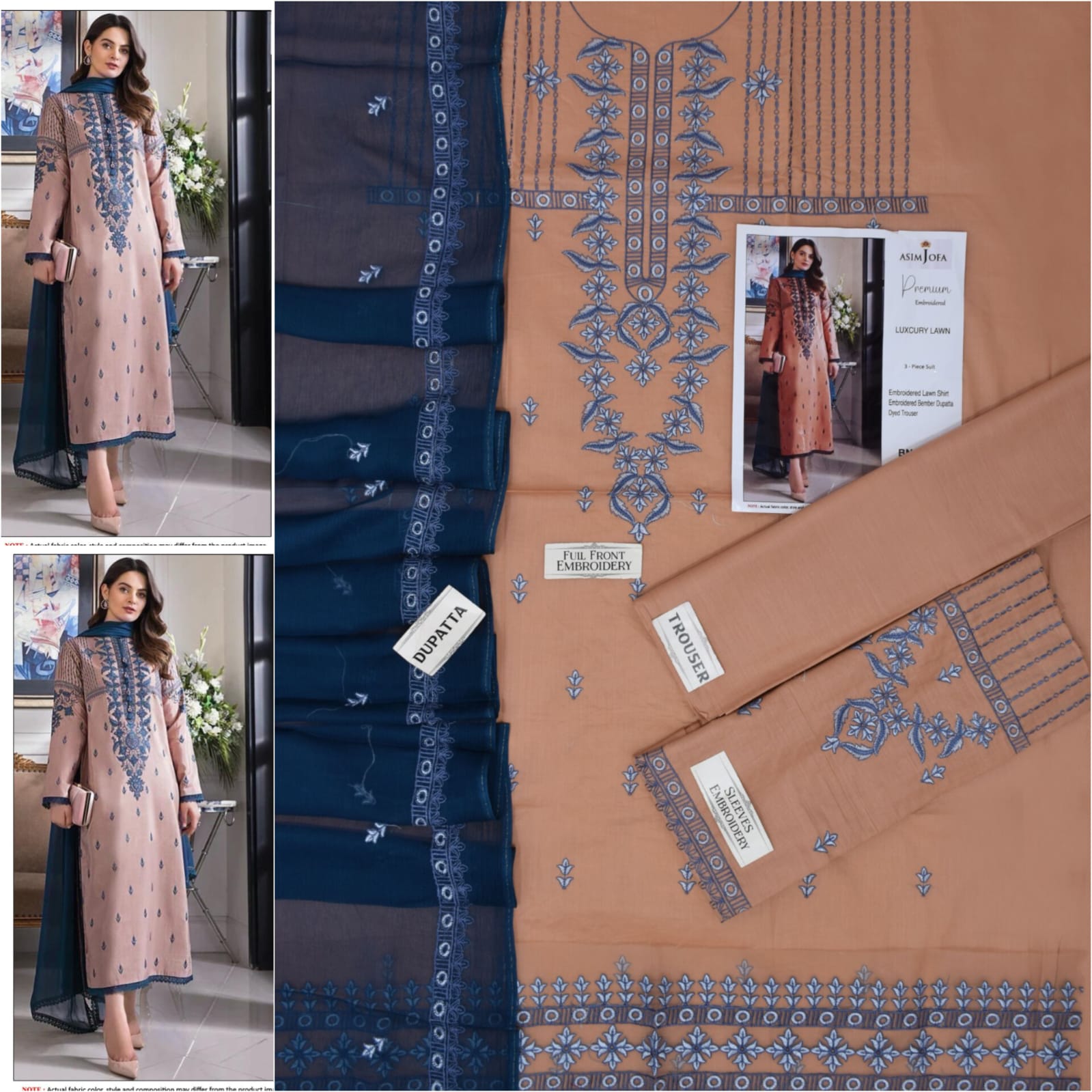 Premium Embroidered Lawn 3-Piece Suit for Women Mustard Brown | Luxury Lawn Collection – Nexvorium