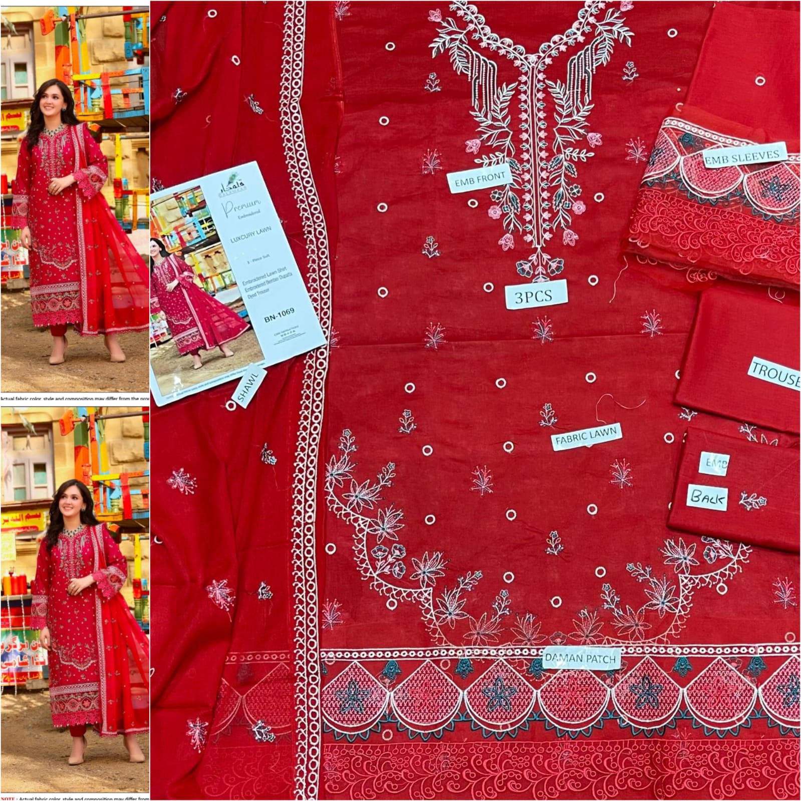 Premium Embroidered Lawn 3-Piece Suit for Women Mustard Brown | Luxury Lawn Collection – Nexvorium