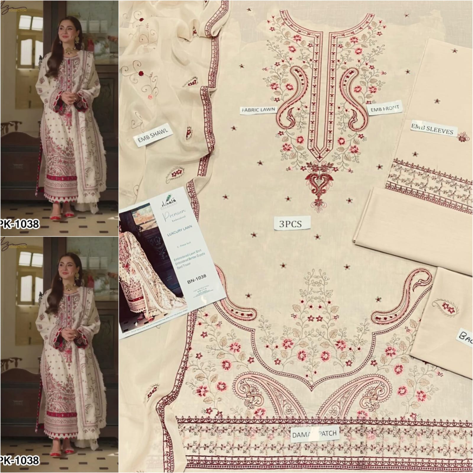 Premium Embroidered Lawn 3-Piece Suit for Women Mustard Brown | Luxury Lawn Collection – Nexvorium
