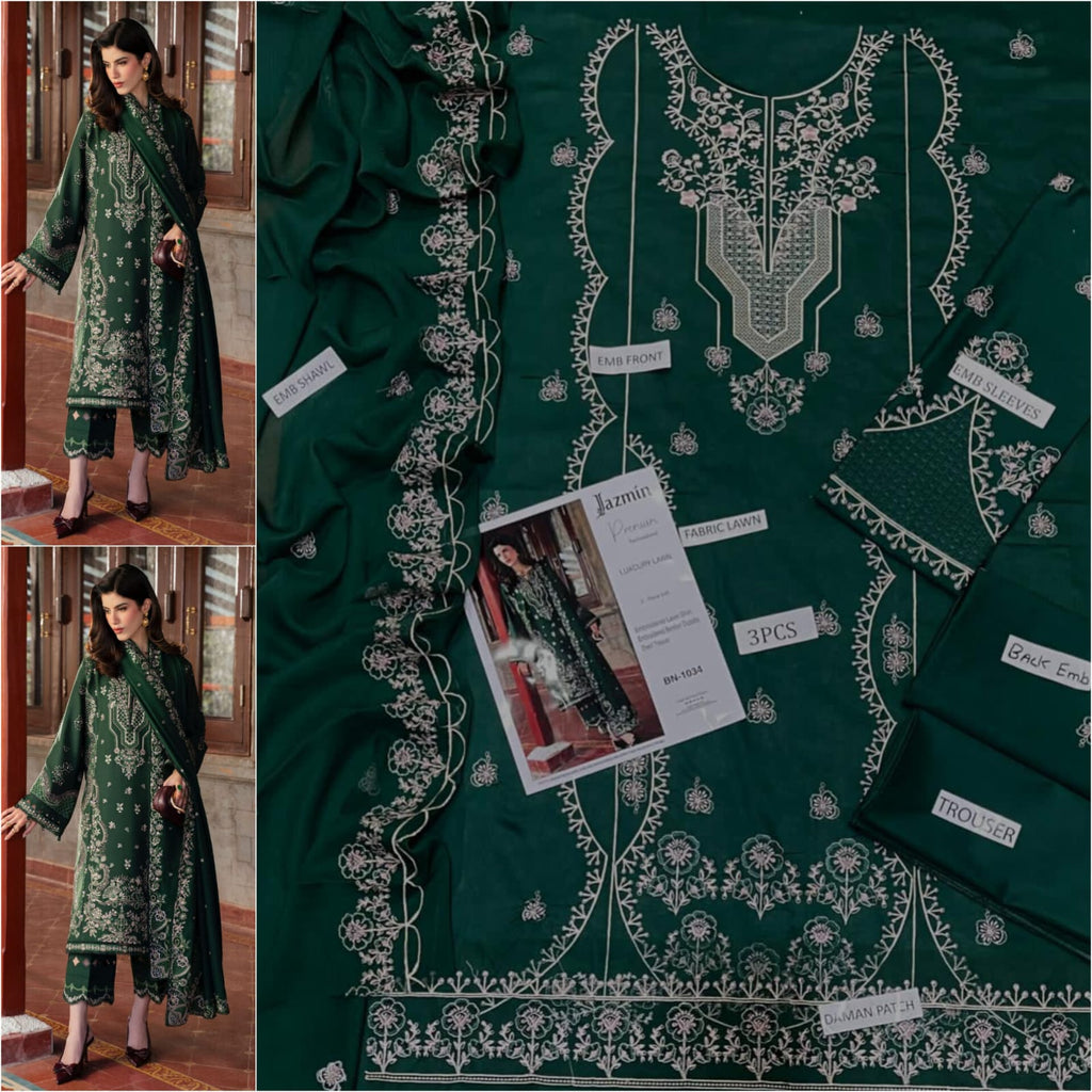 Premium Embroidered Lawn 3-Piece Suit for Women Mustard Brown | Luxury Lawn Collection – Nexvorium