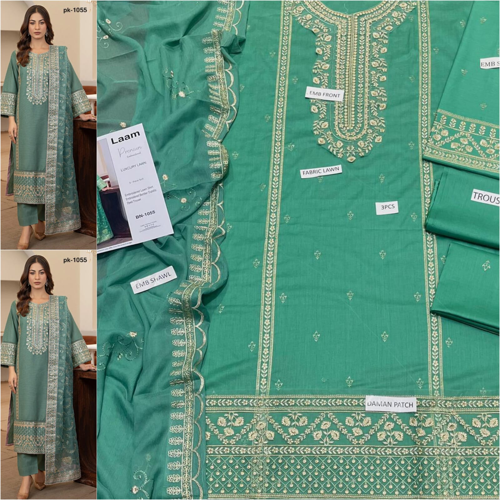Premium Embroidered Lawn 3-Piece Suit for Women Mustard Brown | Luxury Lawn Collection – Nexvorium