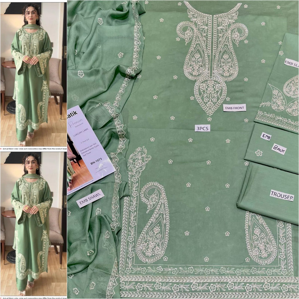 Premium Embroidered Lawn 3-Piece Suit for Women Mustard Brown | Luxury Lawn Collection – Nexvorium