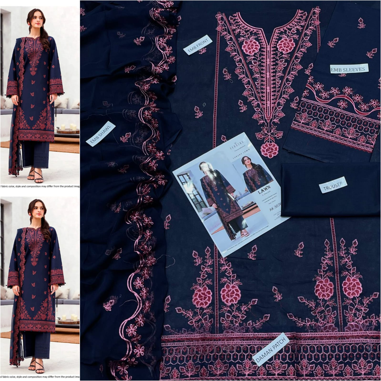 Premium Embroidered Lawn 3-Piece Suit for Women Mustard Brown | Luxury Lawn Collection – Nexvorium