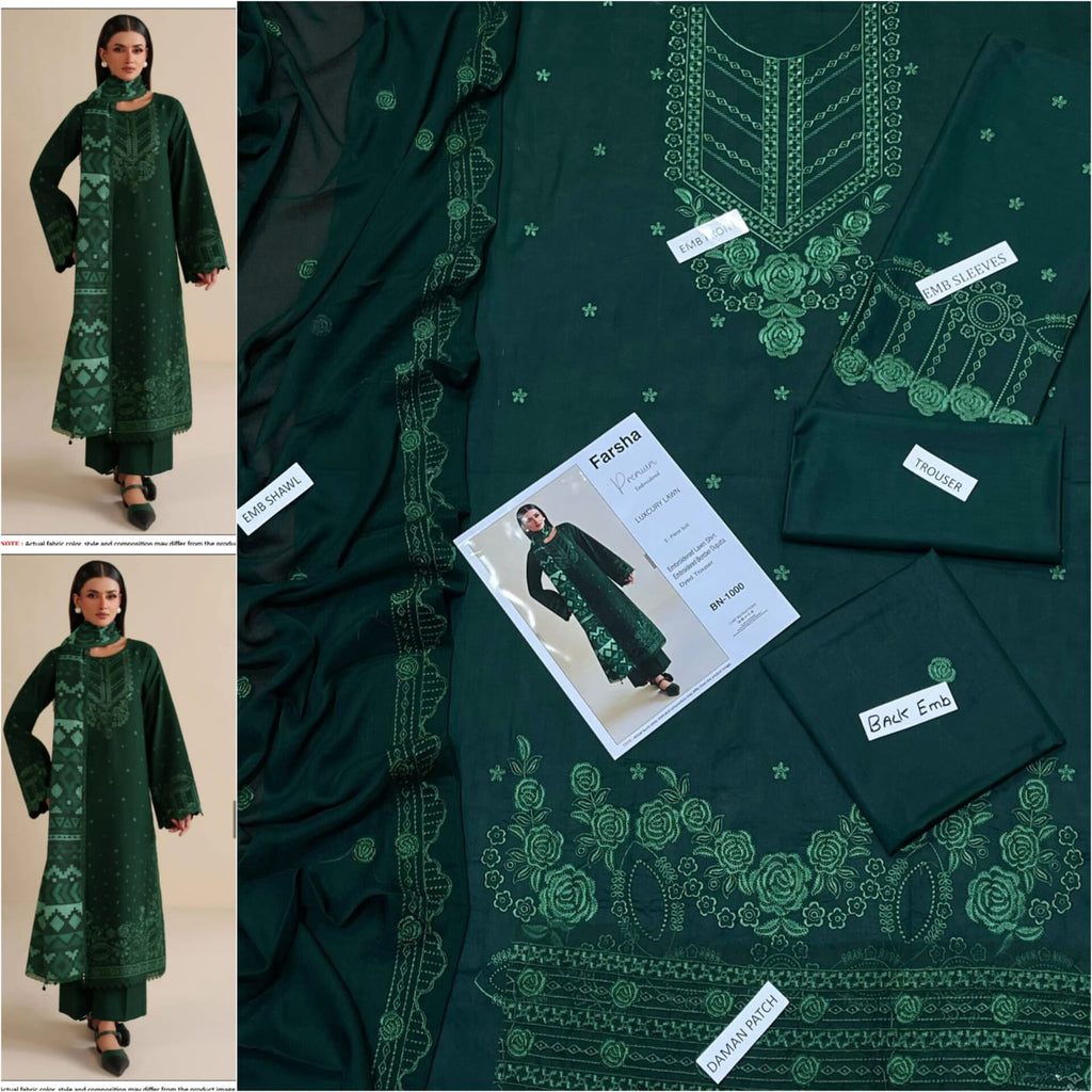 Premium Embroidered Lawn 3-Piece Suit for Women Mustard Brown | Luxury Lawn Collection – Nexvorium