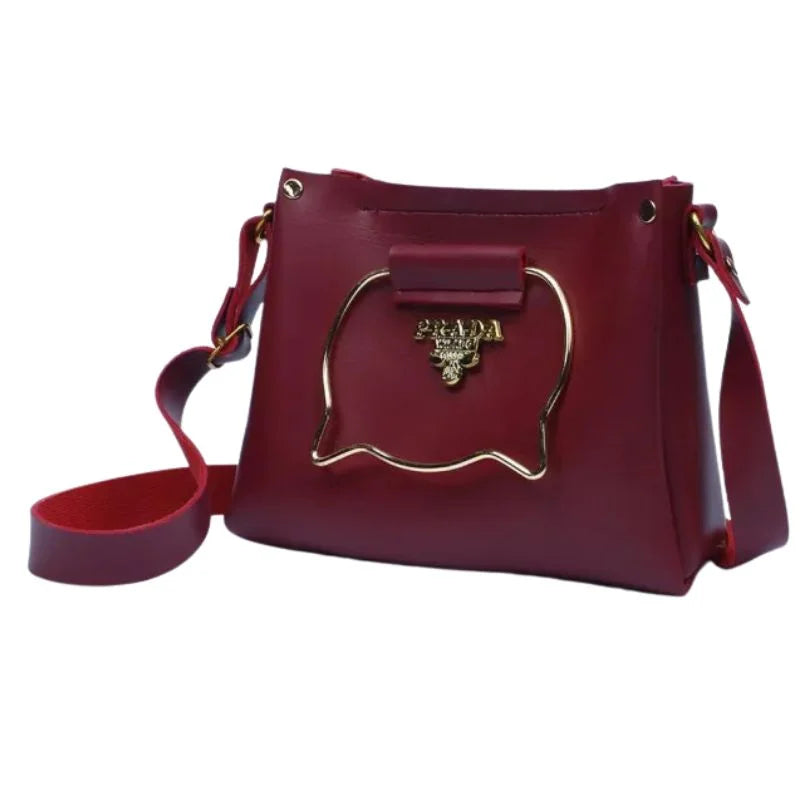 Maroon Cat Handle Handbag for Women & Girls | Elegant Shoulder & Crossbody Purse with Gold Accents & Adjustable Strap – Nexvorium
