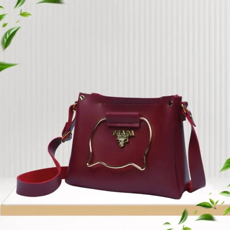 Maroon Cat Handle Handbag for Women & Girls | Elegant Shoulder & Crossbody Purse with Gold Accents & Adjustable Strap – Nexvorium